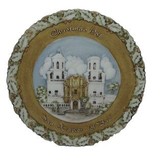 Fenton Christmas Plate 1981 San Xavier Del Bac Hand Painted Signed Watson